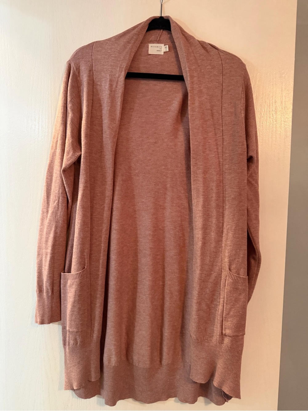 Eileen Fisher Open Front Long Cardigan in Dusty Rose